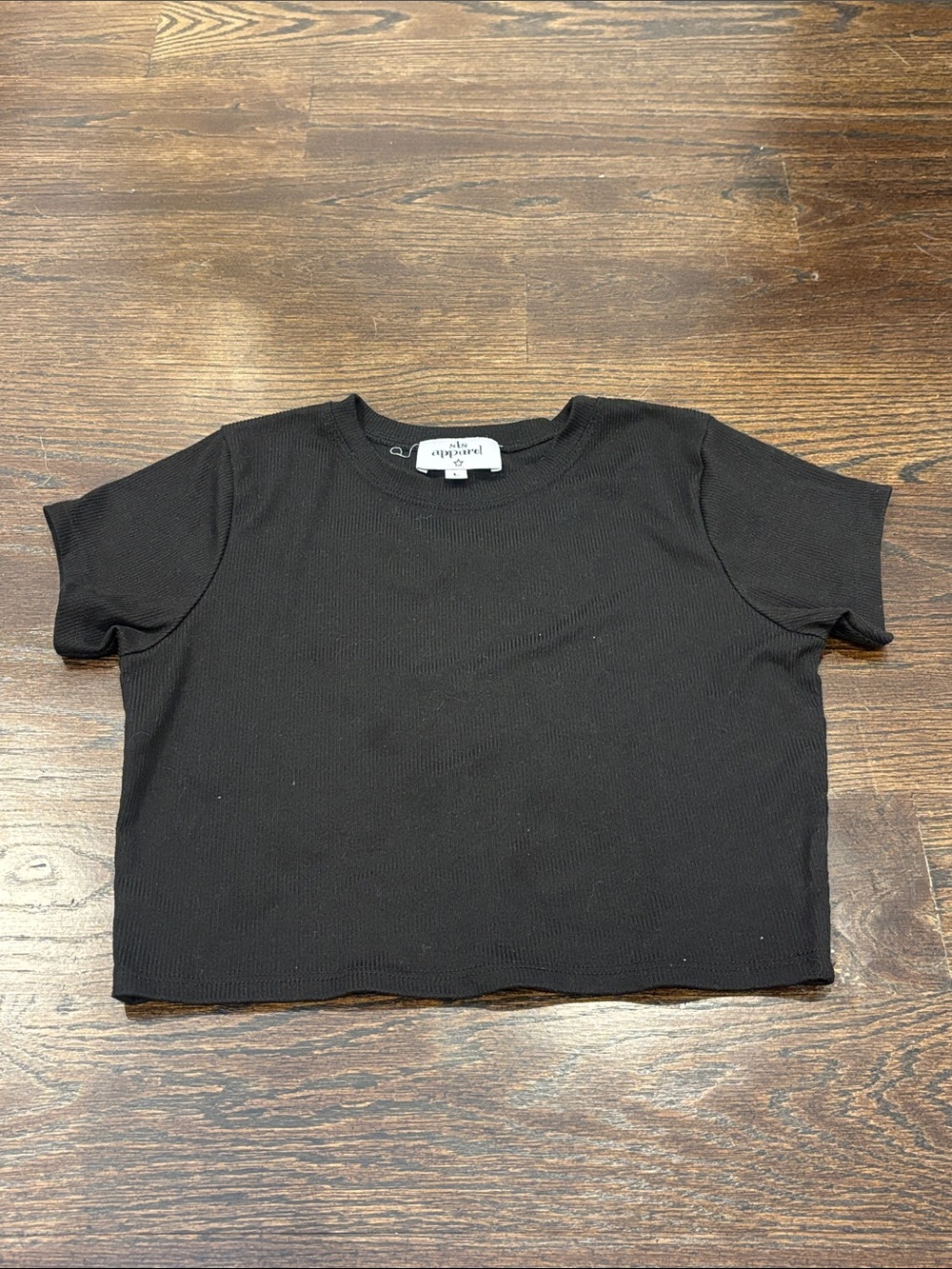 Sls Apparel Girls Black Short Sleeve Cropped Tee Size Large